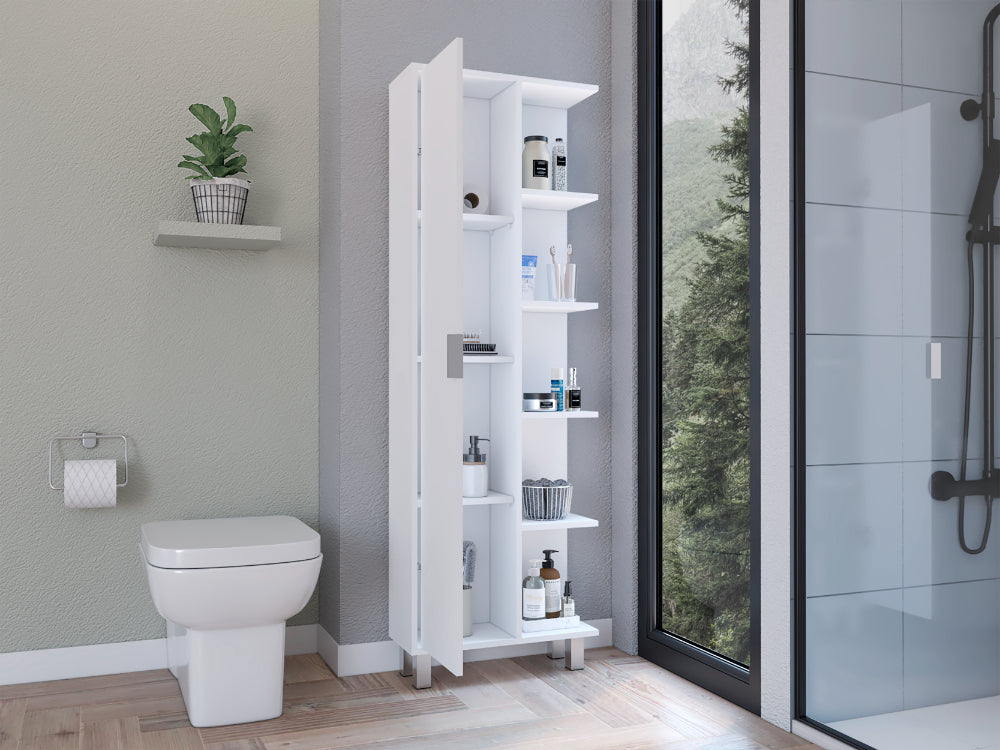 Mueble Auxiliar de Baño Crovic, Blanco, con puerta abatible