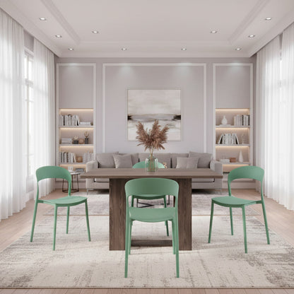 Juego de Comedor Riomar · 4 Sillas · Verde Oliva