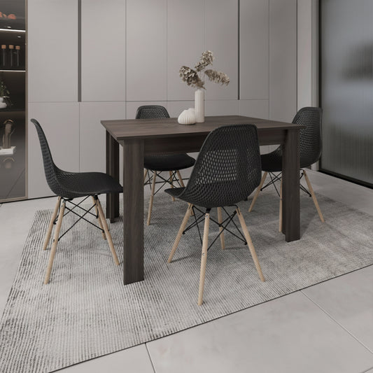 Juego de Comedor Bruma · 4 Sillas · Negro