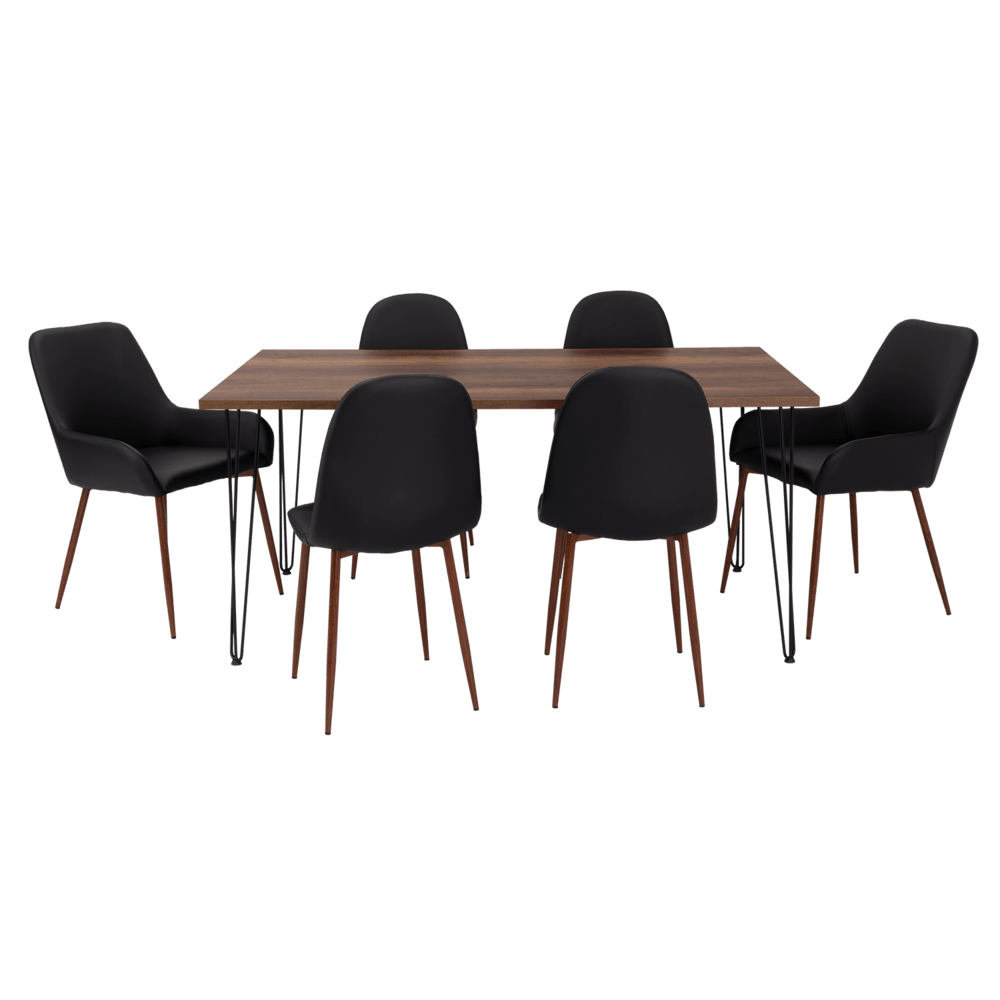 Combo Comedor Vimeno, Cobre, Wengue y Café Claro, Incluye Comedor y 6 Sillas - VIRTUAL MUEBLES