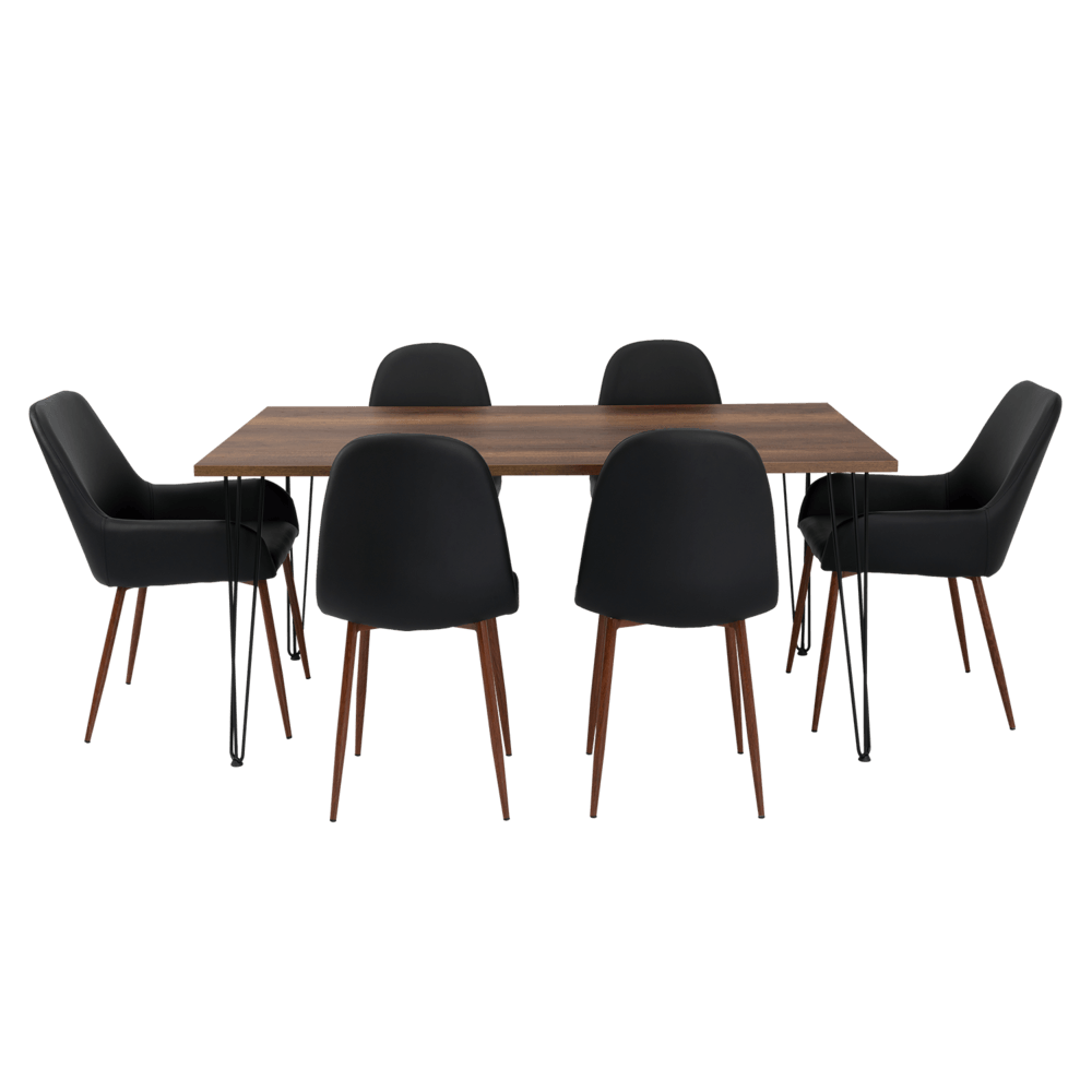 Combo Comedor Vimeno, Cobre, Wengue y Café Claro, Incluye Comedor y 6 Sillas - VIRTUAL MUEBLES