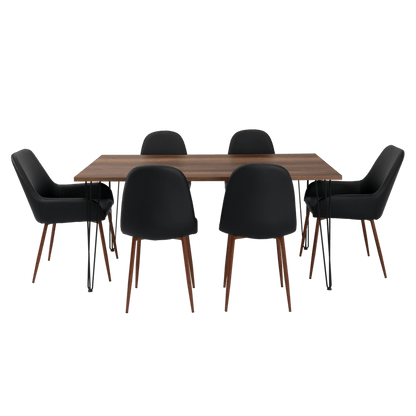 Combo Comedor Vimeno, Cobre, Wengue y Café Claro, Incluye Comedor y 6 Sillas - VIRTUAL MUEBLES