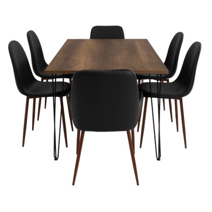 Combo Comedor Vimeno, Cobre, Wengue y Café Claro, Incluye Comedor y 6 Sillas - VIRTUAL MUEBLES