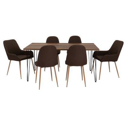 Combo Comedor Vimeno, Cobre, Chocolate y Café Claro, Incluye Comedor y 6 Sillas - VIRTUAL MUEBLES
