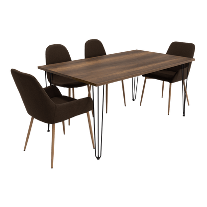 Combo Comedor Vimeno, Cobre, Chocolate y Café Claro, Incluye Comedor y 6 Sillas - VIRTUAL MUEBLES