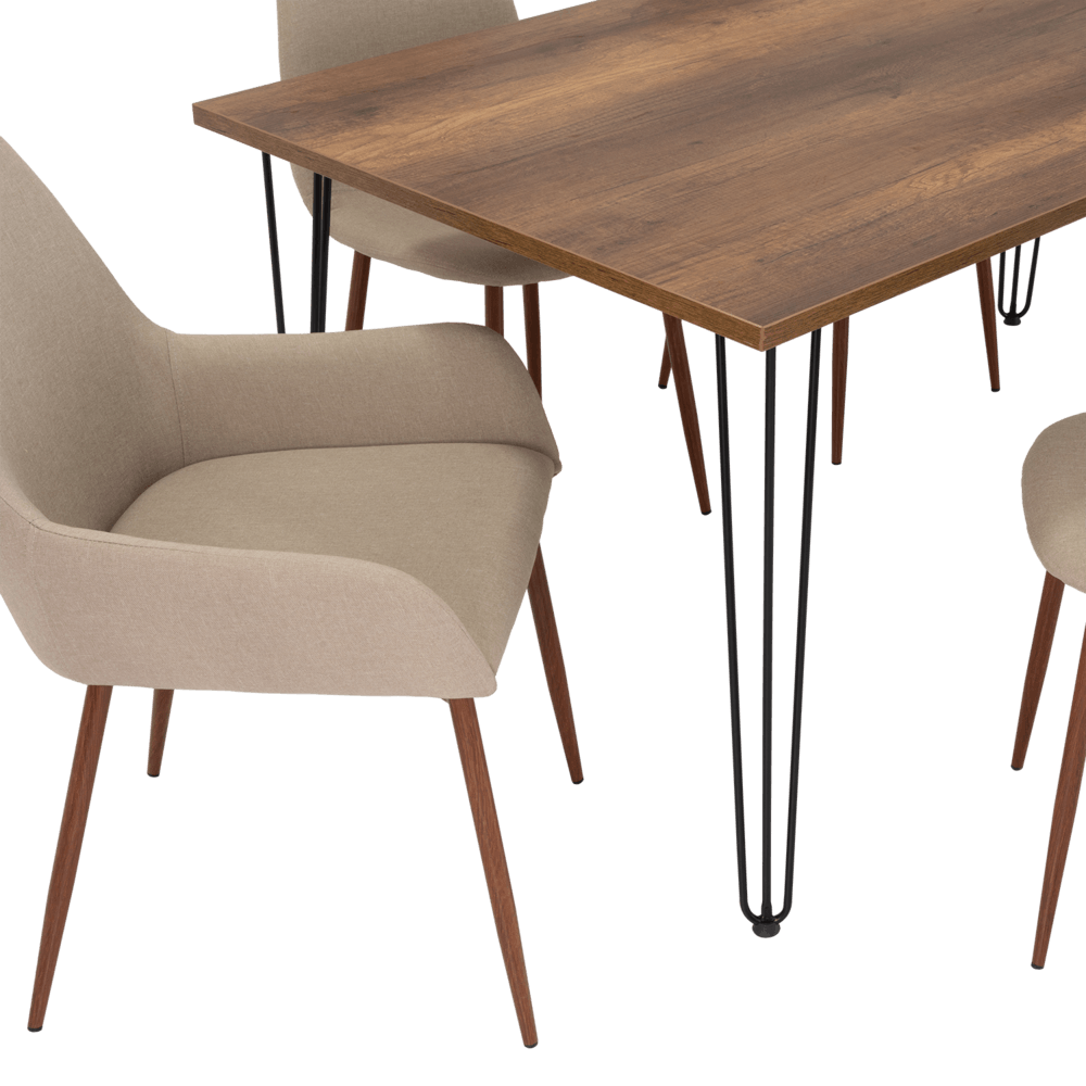 Combo Comedor Vimeno, Cobre, Café Claro y Chocolate, Incluye Comedor y 6 Sillas - VIRTUAL MUEBLES