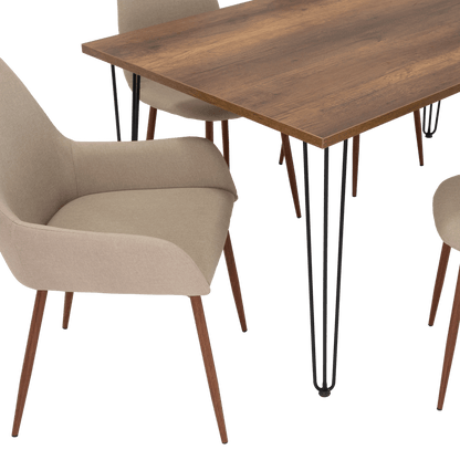 Combo Comedor Vimeno, Cobre, Café Claro y Chocolate, Incluye Comedor y 6 Sillas - VIRTUAL MUEBLES