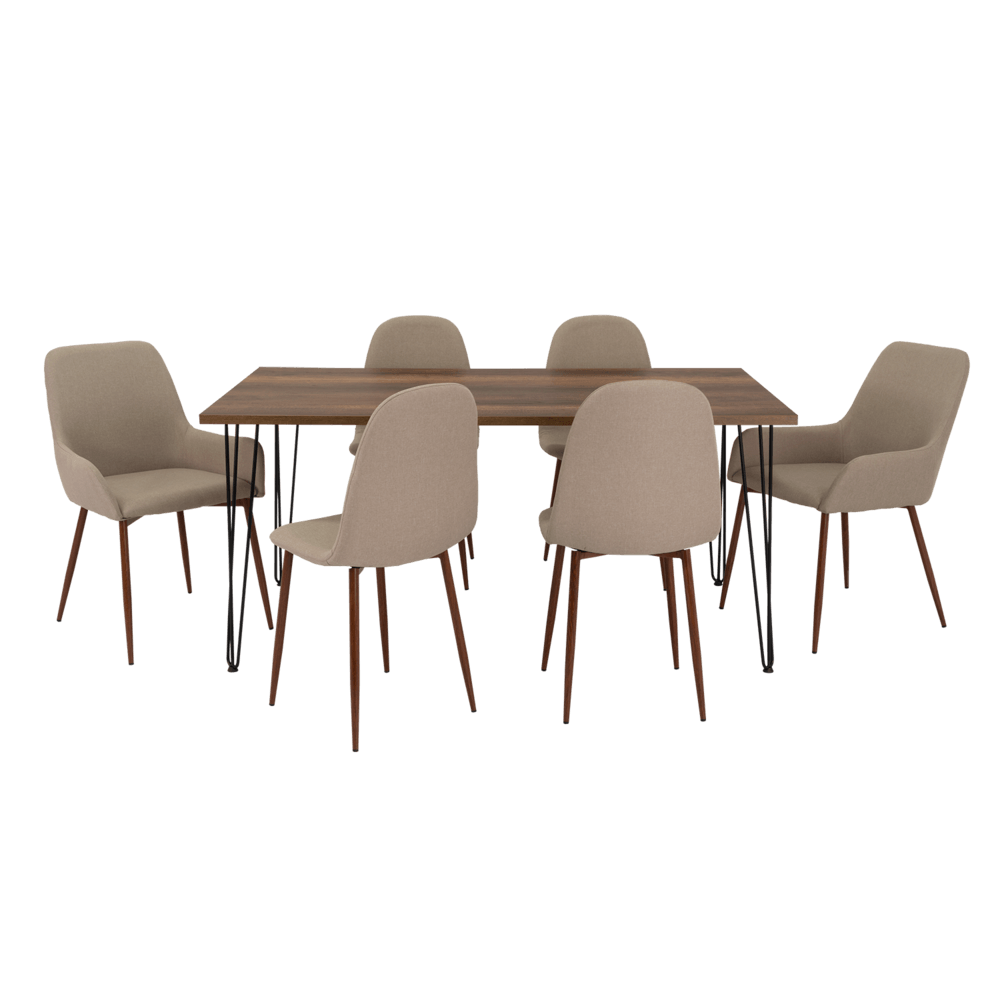 Combo Comedor Vimeno, Cobre, Café Claro y Chocolate, Incluye Comedor y 6 Sillas - VIRTUAL MUEBLES