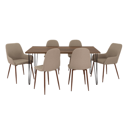 Combo Comedor Vimeno, Cobre, Café Claro y Chocolate, Incluye Comedor y 6 Sillas - VIRTUAL MUEBLES