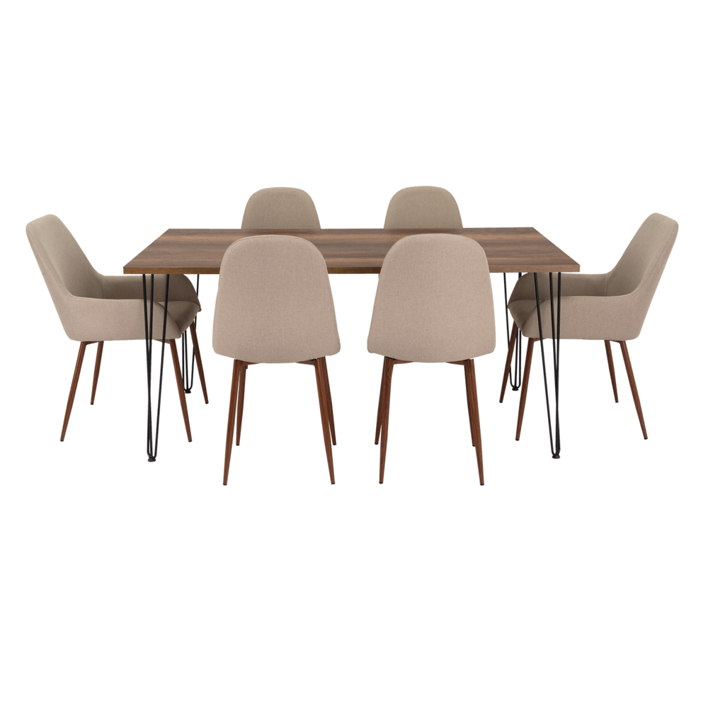Combo Comedor Vimeno, Cobre, Café Claro y Chocolate, Incluye Comedor y 6 Sillas - VIRTUAL MUEBLES