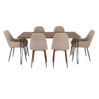 Combo Comedor Vimeno, Cobre, Café Claro y Chocolate, Incluye Comedor y 6 Sillas - VIRTUAL MUEBLES
