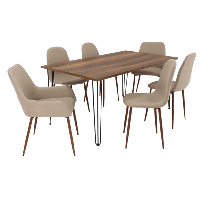 Combo Comedor Vimeno, Cobre, Café Claro y Chocolate, Incluye Comedor y 6 Sillas - VIRTUAL MUEBLES