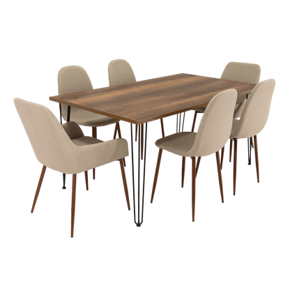 Combo Comedor Vimeno, Cobre, Café Claro y Chocolate, Incluye Comedor y 6 Sillas - VIRTUAL MUEBLES