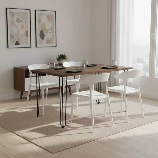 Juego de Comedor Nova II · 4 Sillas · Blanco