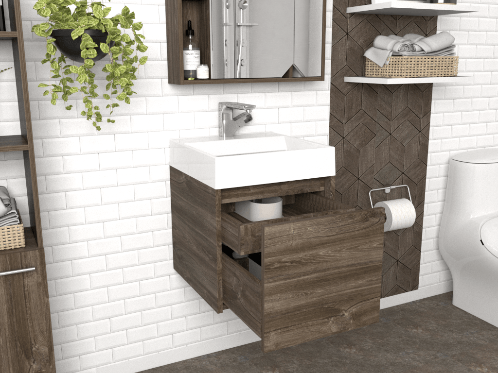 Mueble Lavamanos Zaha color Avellana para Baño.