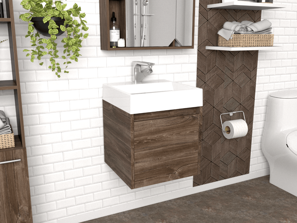 Mueble Lavamanos Zaha color Avellana para Baño.