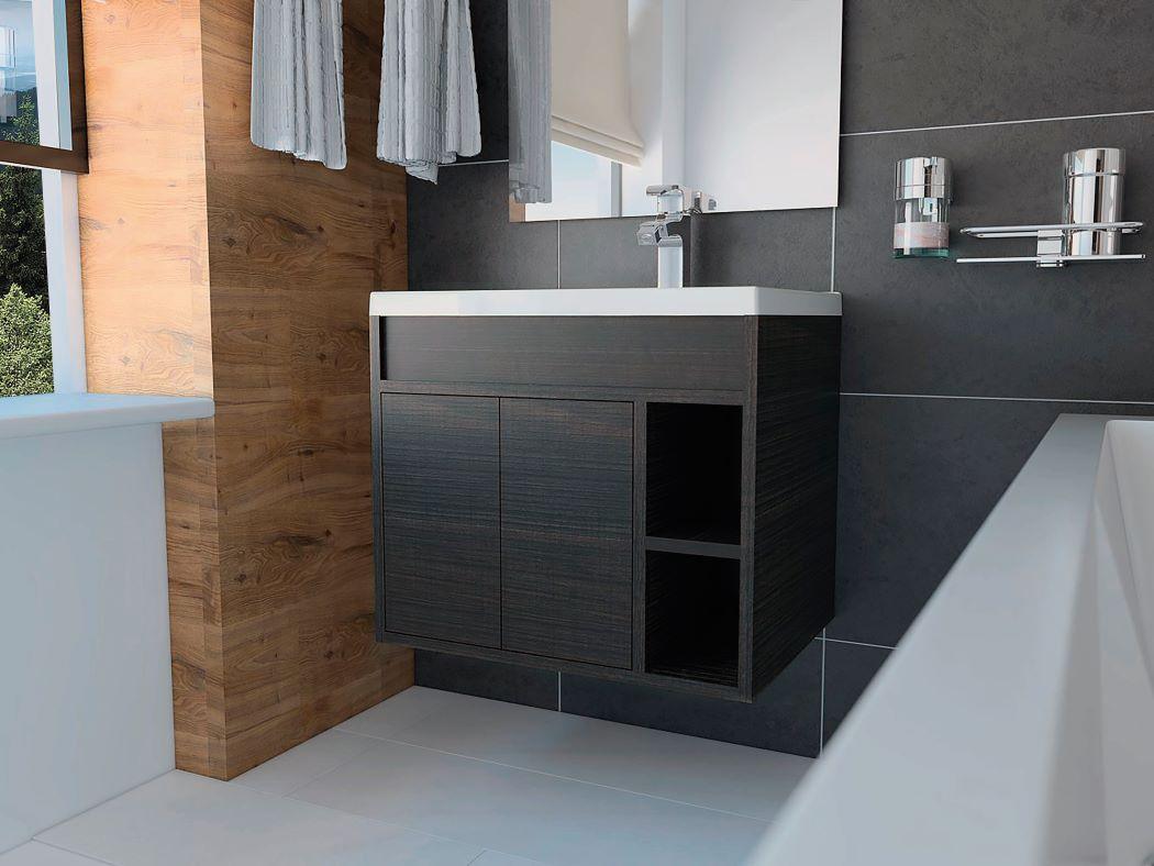 Mueble Lavamanos Yizu color Ahumado para Baño.