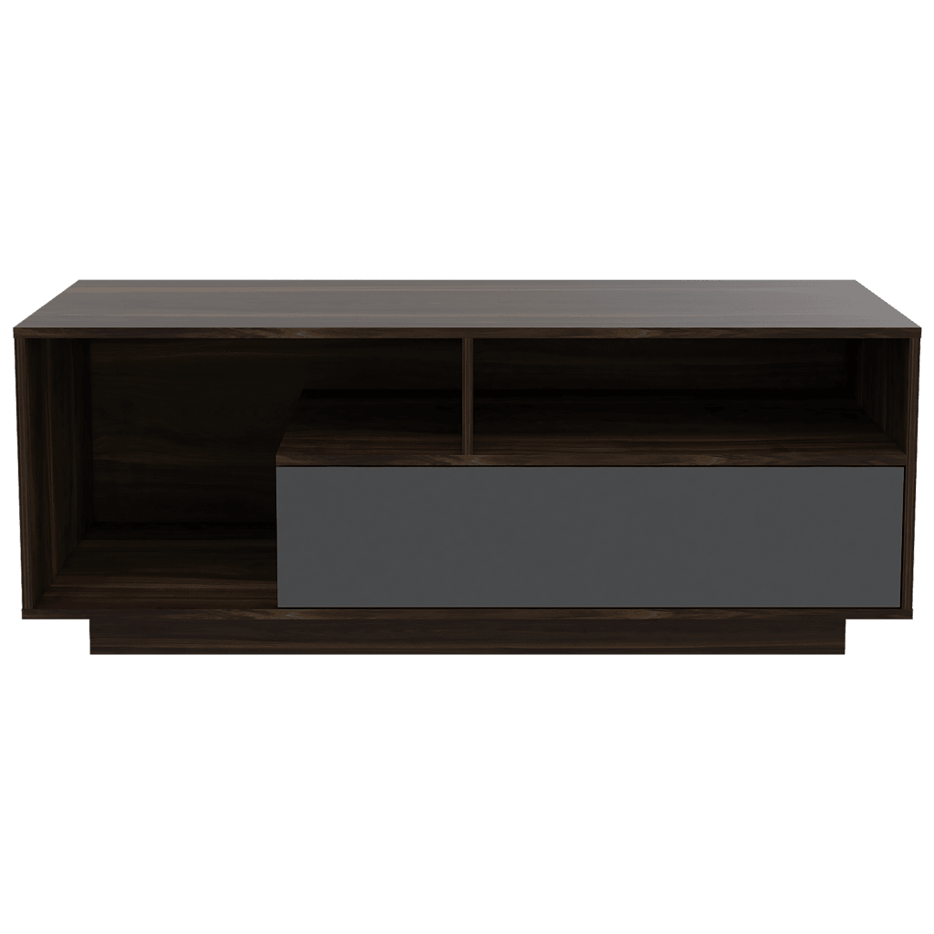 Mesa para TV Aneth color Caoba y Plata oscuro para Sala.