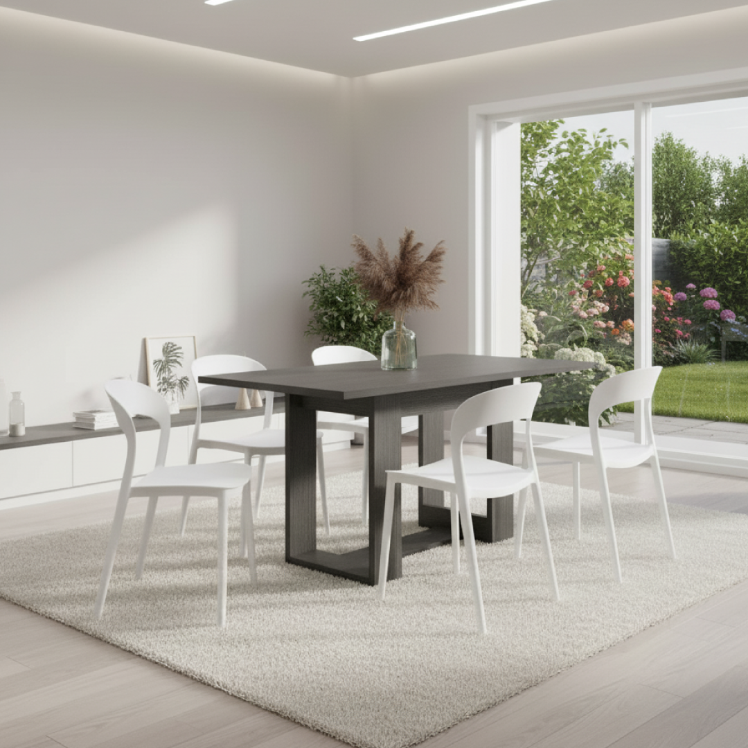 Juego de Comedor Éter · 4 Sillas · Blanco