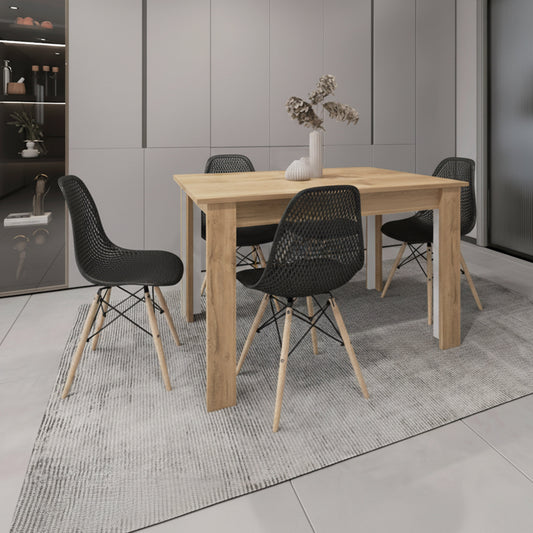 Juego de Comedor Savia · 4 Sillas · Negro