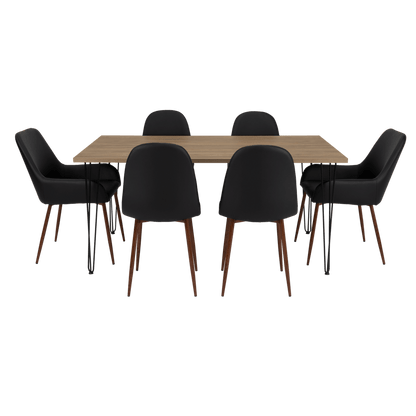 Combo Comedor Bomira, Miel, Wengue y Café Claro, Incluye Comedor y 6 Sillas - VIRTUAL MUEBLES