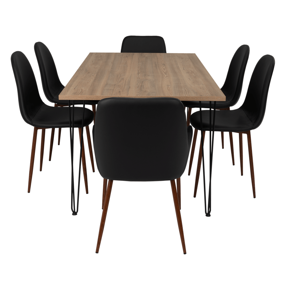 Combo Comedor Bomira, Miel, Wengue y Café Claro, Incluye Comedor y 6 Sillas - VIRTUAL MUEBLES
