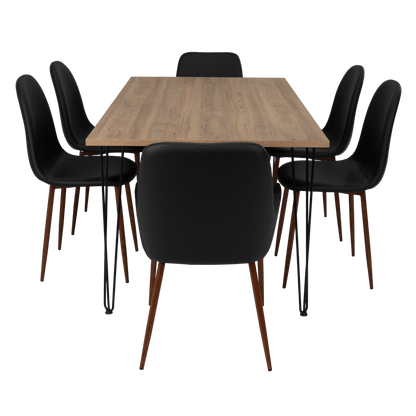 Combo Comedor Bomira, Miel, Wengue y Café Claro, Incluye Comedor y 6 Sillas - VIRTUAL MUEBLES