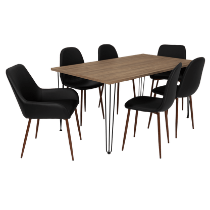 Combo Comedor Bomira, Miel, Wengue y Café Claro, Incluye Comedor y 6 Sillas - VIRTUAL MUEBLES