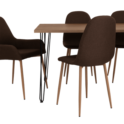 Combo Comedor Bomira, Miel, Chocolate y Café Claro, Incluye Comedor y 6 Sillas - VIRTUAL MUEBLES