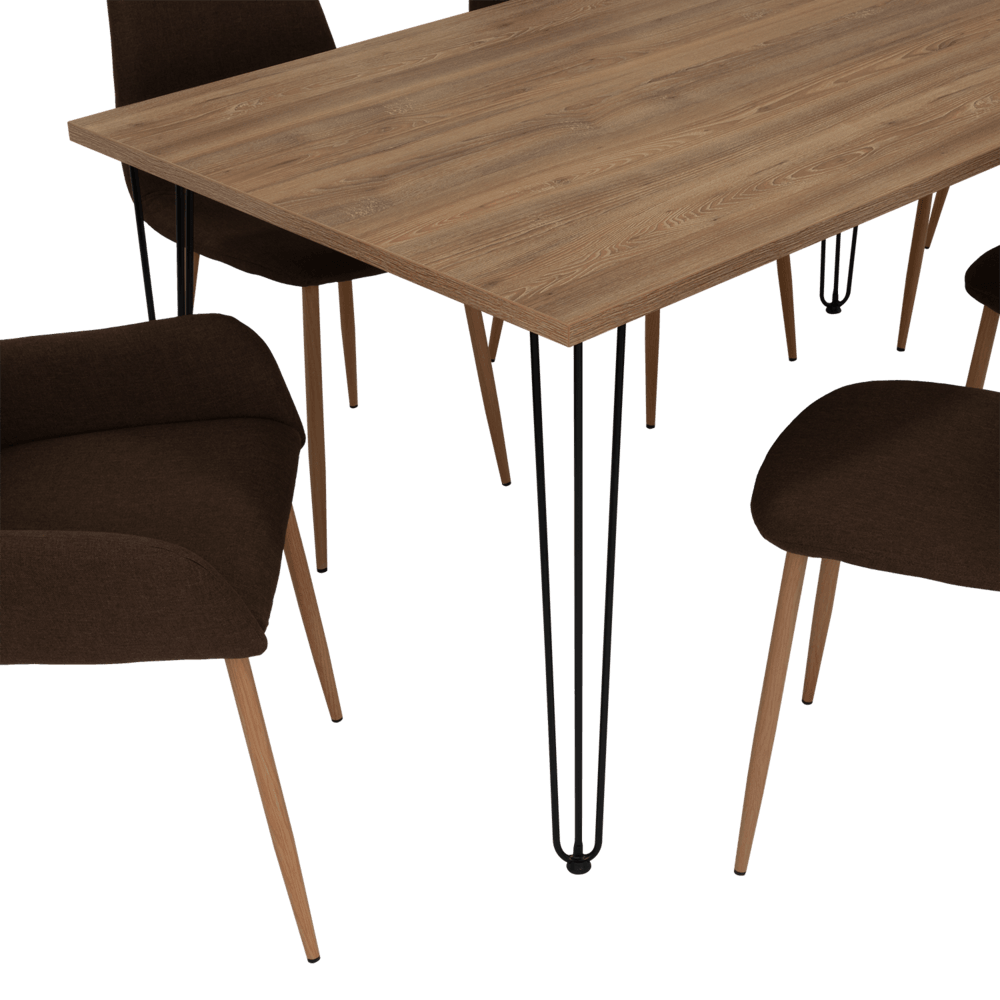 Combo Comedor Bomira, Miel, Chocolate y Café Claro, Incluye Comedor y 6 Sillas - VIRTUAL MUEBLES
