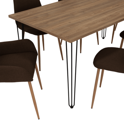 Combo Comedor Bomira, Miel, Chocolate y Café Claro, Incluye Comedor y 6 Sillas - VIRTUAL MUEBLES