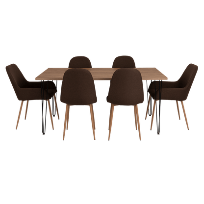 Combo Comedor Bomira, Miel, Chocolate y Café Claro, Incluye Comedor y 6 Sillas - VIRTUAL MUEBLES