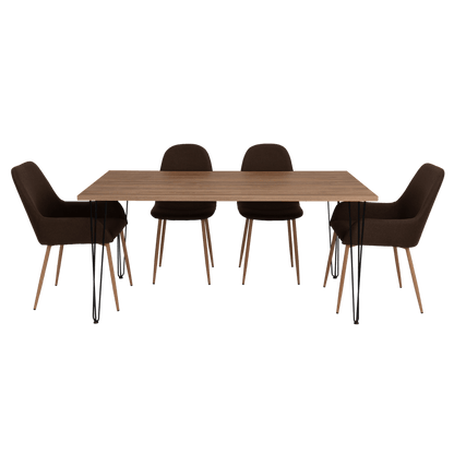 Combo Comedor Bomira, Miel, Chocolate y Café Claro, Incluye Comedor y 6 Sillas - VIRTUAL MUEBLES