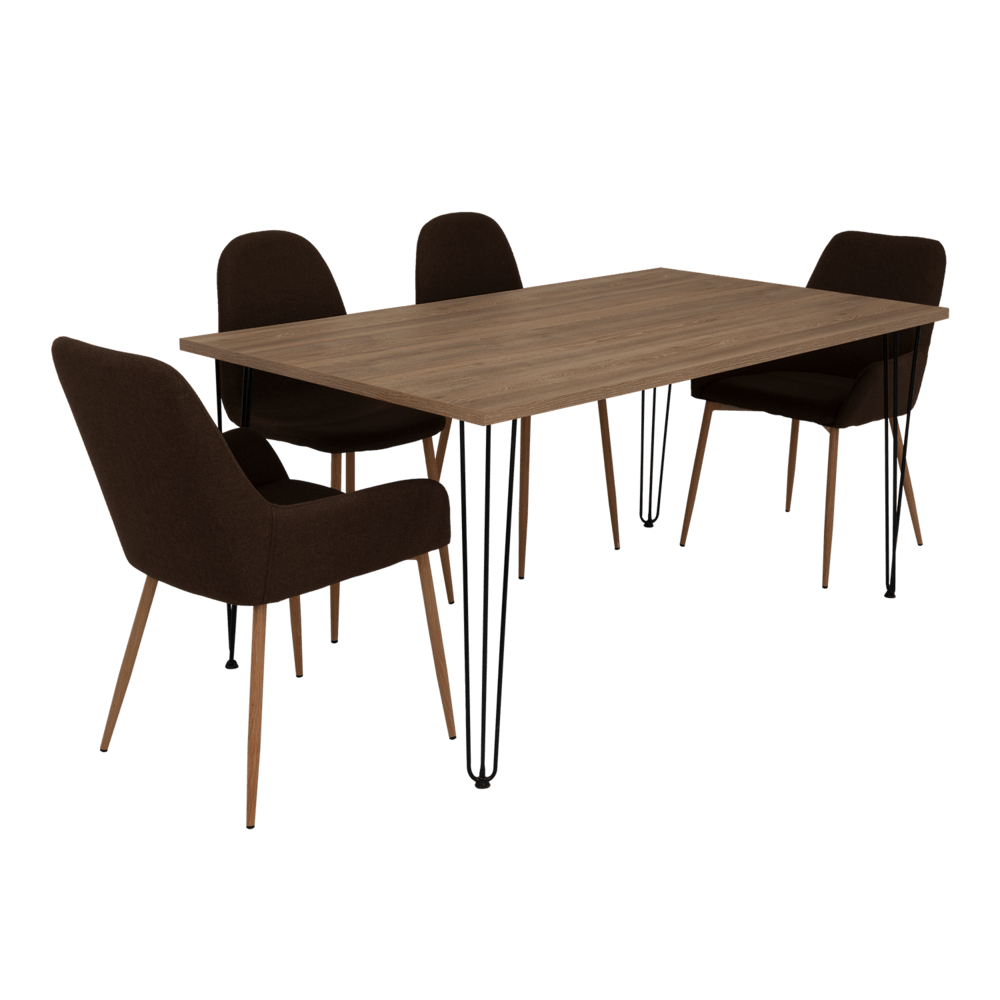 Combo Comedor Bomira, Miel, Chocolate y Café Claro, Incluye Comedor y 6 Sillas - VIRTUAL MUEBLES