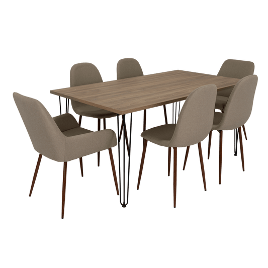 Combo Comedor Bomira, Miel, Café Claro y Chocolate, Incluye Comedor y 6 Sillas - VIRTUAL MUEBLES