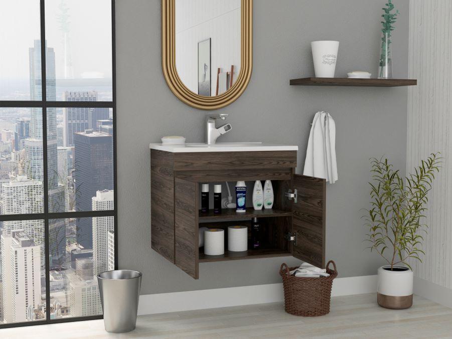 Mueble Lavamanos Brend color Chocolate para Baño.