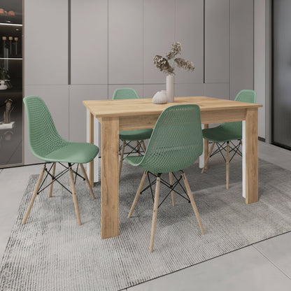 Juego de Comedor Vivezh · 4 Sillas · Verde Oliva