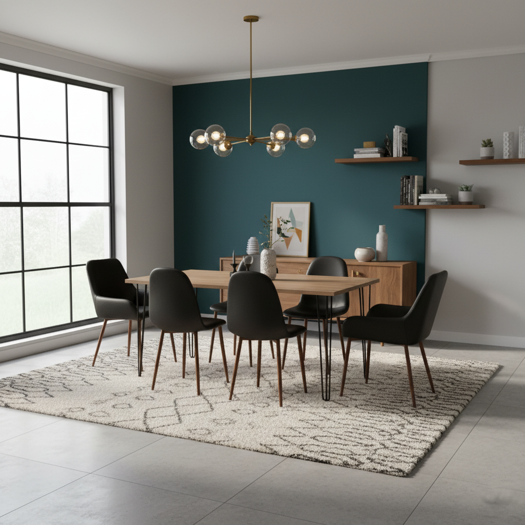 Juego de Comedor Bomira · 6 Sillas · Miel, Wengue y Café Claro