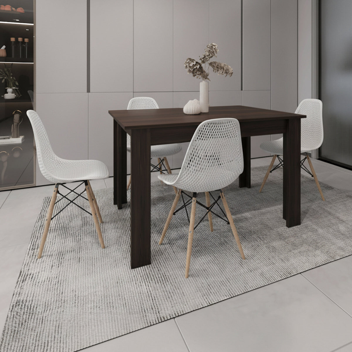 Juego de Comedor Mode · 4 Sillas · Blanco