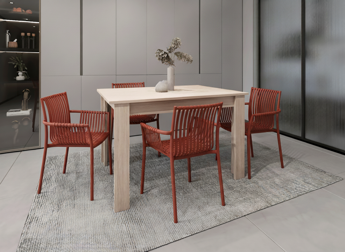 Juego de Comedor Menoza · 4 Sillas · Rojo