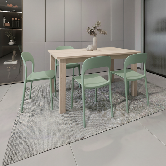 Juego de Comedor Nacaxy · 4 Sillas · Verde Oliva