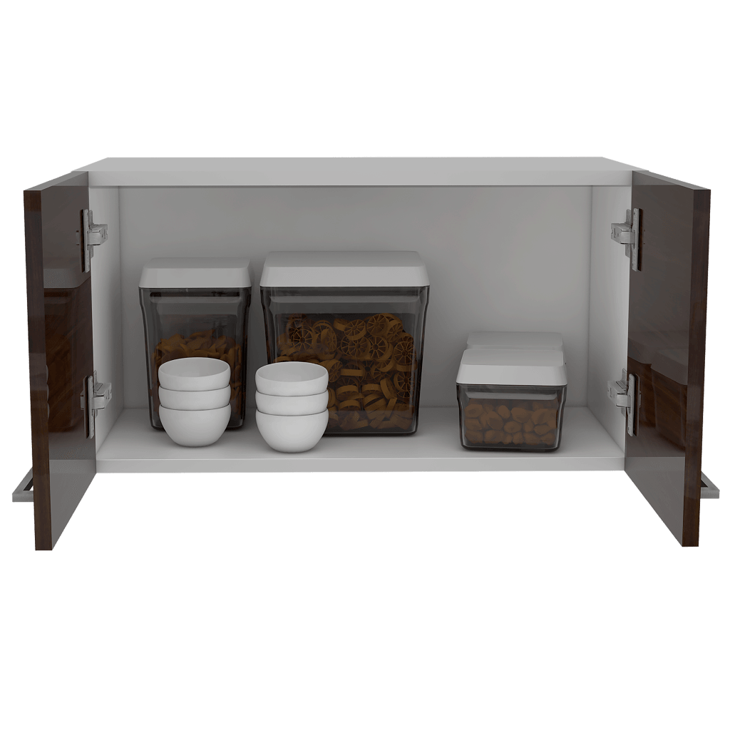 Mueble Campana Nahú color Blanco y Castaño para Cocina.