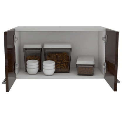 Mueble Campana Nahú color Blanco y Castaño para Cocina.