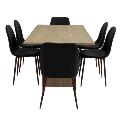 Combo Comedor Demby, Beige, Wengue y Café Claro, Incluye Comedor y 6 Sillas - VIRTUAL MUEBLES