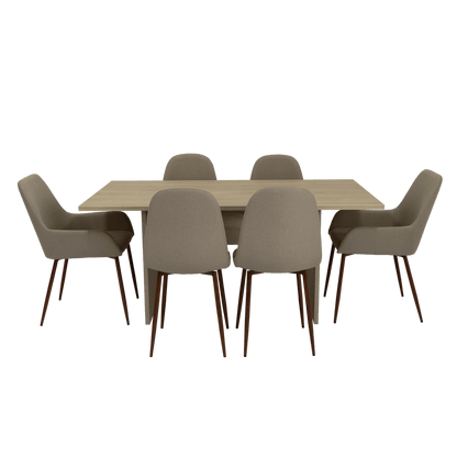 Combo Comedor Demby, Beige, Café Claro y Chocolate, Incluye Comedor y 6 Sillas - VIRTUAL MUEBLES