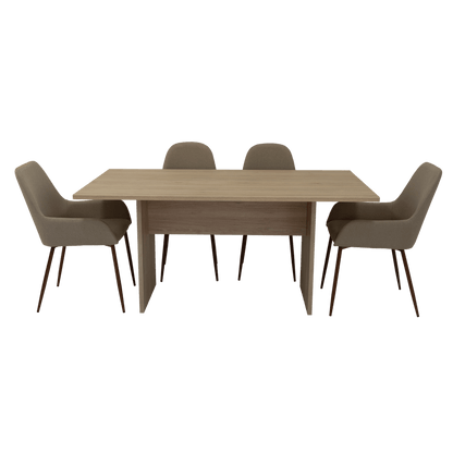 Combo Comedor Demby, Beige, Café Claro y Chocolate, Incluye Comedor y 6 Sillas - VIRTUAL MUEBLES