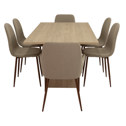 Combo Comedor Demby, Beige, Café Claro y Chocolate, Incluye Comedor y 6 Sillas - VIRTUAL MUEBLES