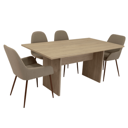 Combo Comedor Demby, Beige, Café Claro y Chocolate, Incluye Comedor y 6 Sillas - VIRTUAL MUEBLES