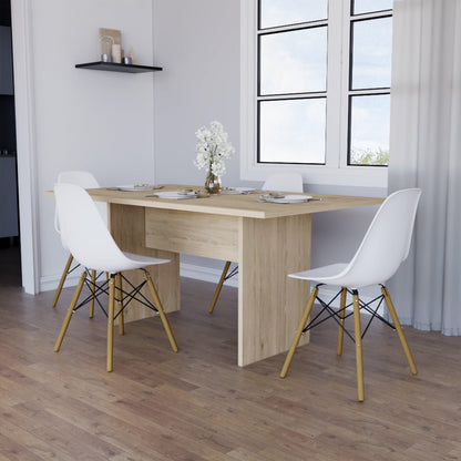 Juego de Comedor Lenas · 4 Sillas · Beige y Blanco