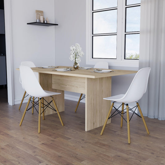 Juego de Comedor Lenas · 4 Sillas · Beige y Blanco